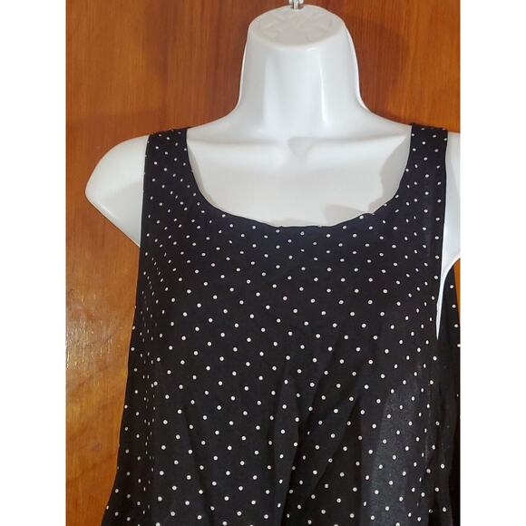 Vtg Steena Lagenlook M Black White Polka Dot Oversized Arm Opening Pockets Dress - Picture 3 of 10